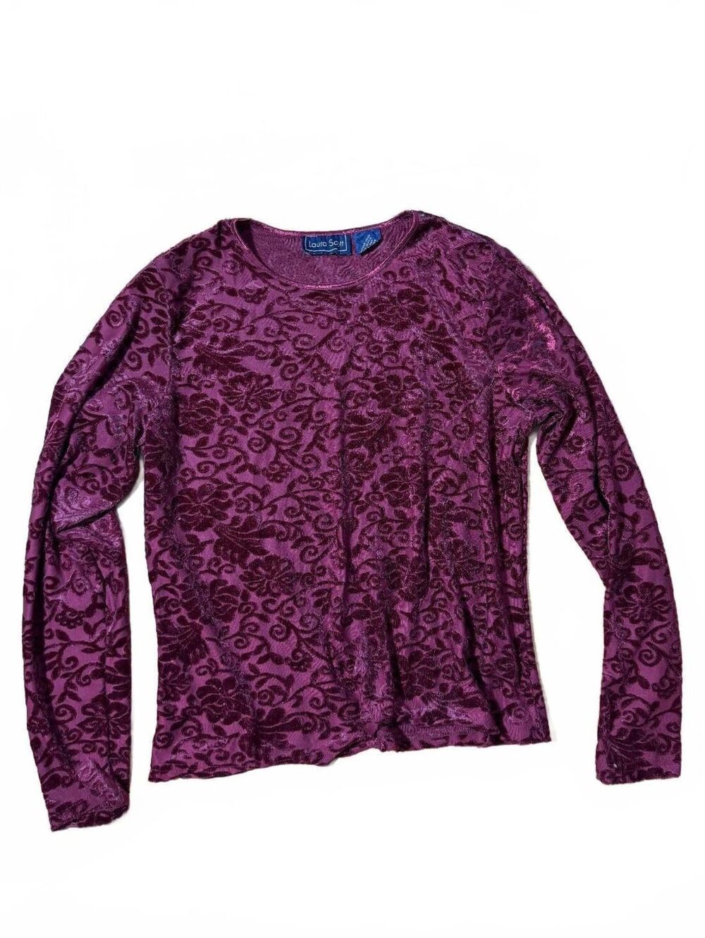 2000s Laura Scott Maroon Red Velvet Long Sleeve Size M